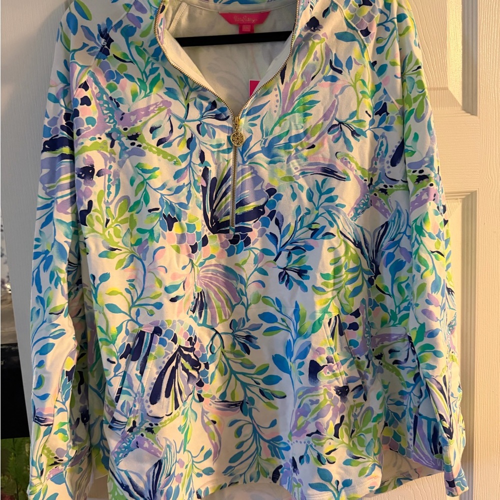 Lilly Pulitzer Blue Green Shell Print Skipper Popover